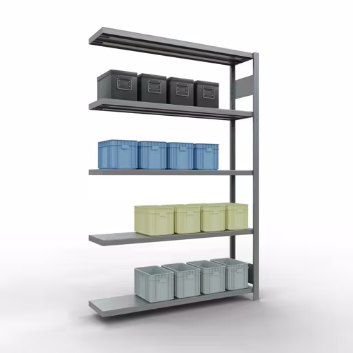 Abbildung Nr 12 des Artikels Anbauregal, Fachbodenregal Stecksystem MULTIplus250, 2000 x 1300 x 300 mm (HxBxT), 5 Fachböden, Längenriegel, verzinkt aus der Produktgruppe Stecksystem von der Marke Schulte Lagertechnik