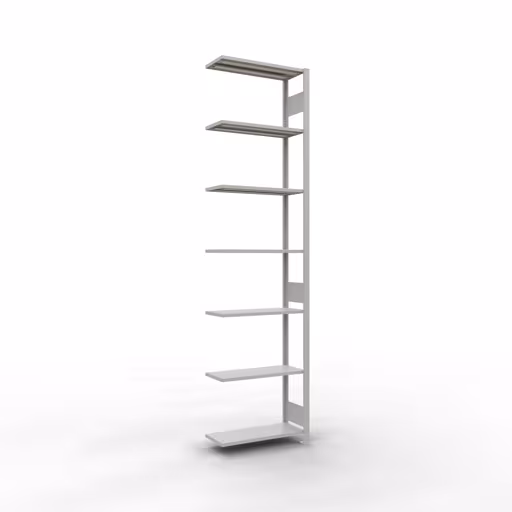 Anbauregal, Fachbodenregal Stecksystem MULTIplus150, 3000 x 750 x 300 mm (HxBxT), 7 Fachböden, Längenriegel, RAL 7035 lichtgrau aus der Kategorie Anbauregal mit der Artikelnummer 32637-75-LR