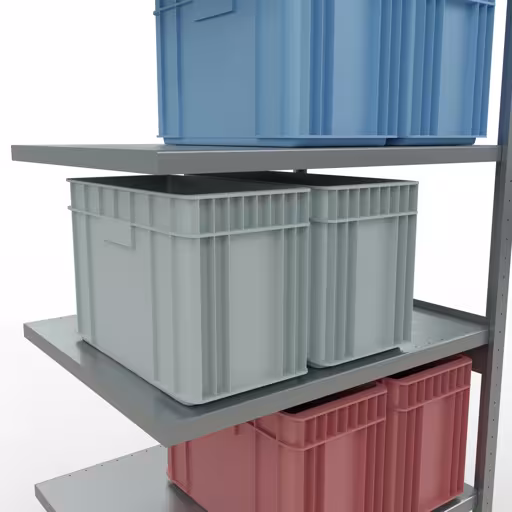 Abbildung Nr 9 des Artikels Anbauregal, Fachbodenregal Stecksystem MULTIplus330, 2500 x 1000 x 800 mm (HxBxT), 6 Fachböden, Längenriegel, verzinkt aus der Produktgruppe Stecksystem von der Marke Schulte Lagertechnik