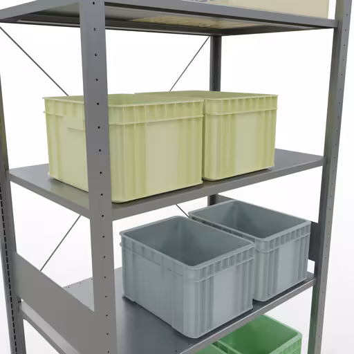Abbildung Nr 15 des Artikels Grundregal, Fachbodenregal Stecksystem MULTIplus150, 3000 x 1000 x 600 mm (HxBxT), 7 Fachböden, Kreuzstrebe, verzinkt aus der Produktgruppe Stecksystem von der Marke Schulte Lagertechnik