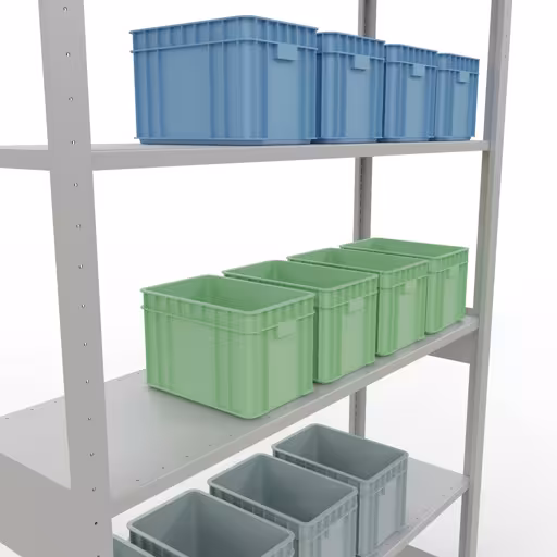 Grundregal, Fachbodenregal Stecksystem MULTIplus150, 2500 x 1300 x 400 mm (HxBxT), 6 Fachböden, Längenriegel, RAL 7035 lichtgrau von der Marke Schulte Lagertechnik aus der Produktreihe Stecksystem