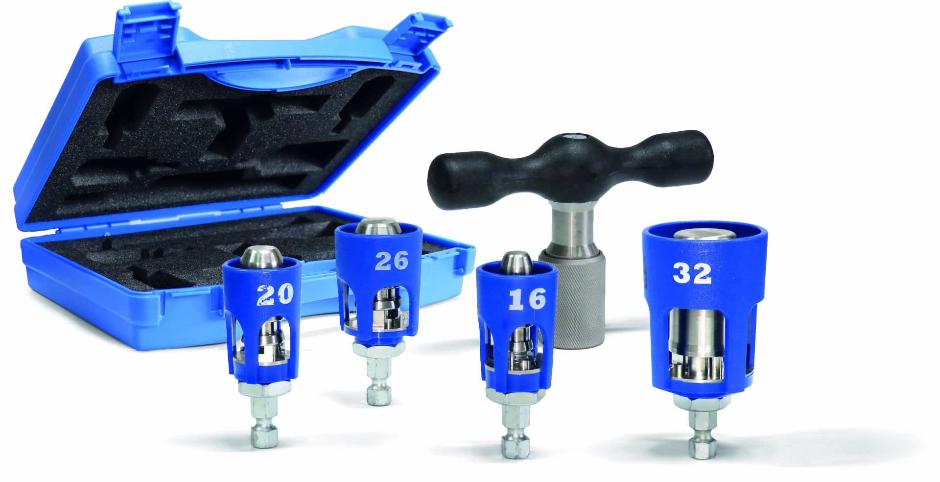 Pipetec Profi-Kalibrier für Alu-Mehrschicht-Verbundrohr 16 x 2, 20 x 2, 26 x 3 und 32 x 3 mm aus der Kategorie Sägen, Entgrat- & Kalibrierwerkzeug mit der Artikelnummer KS1632_Set, Gerät