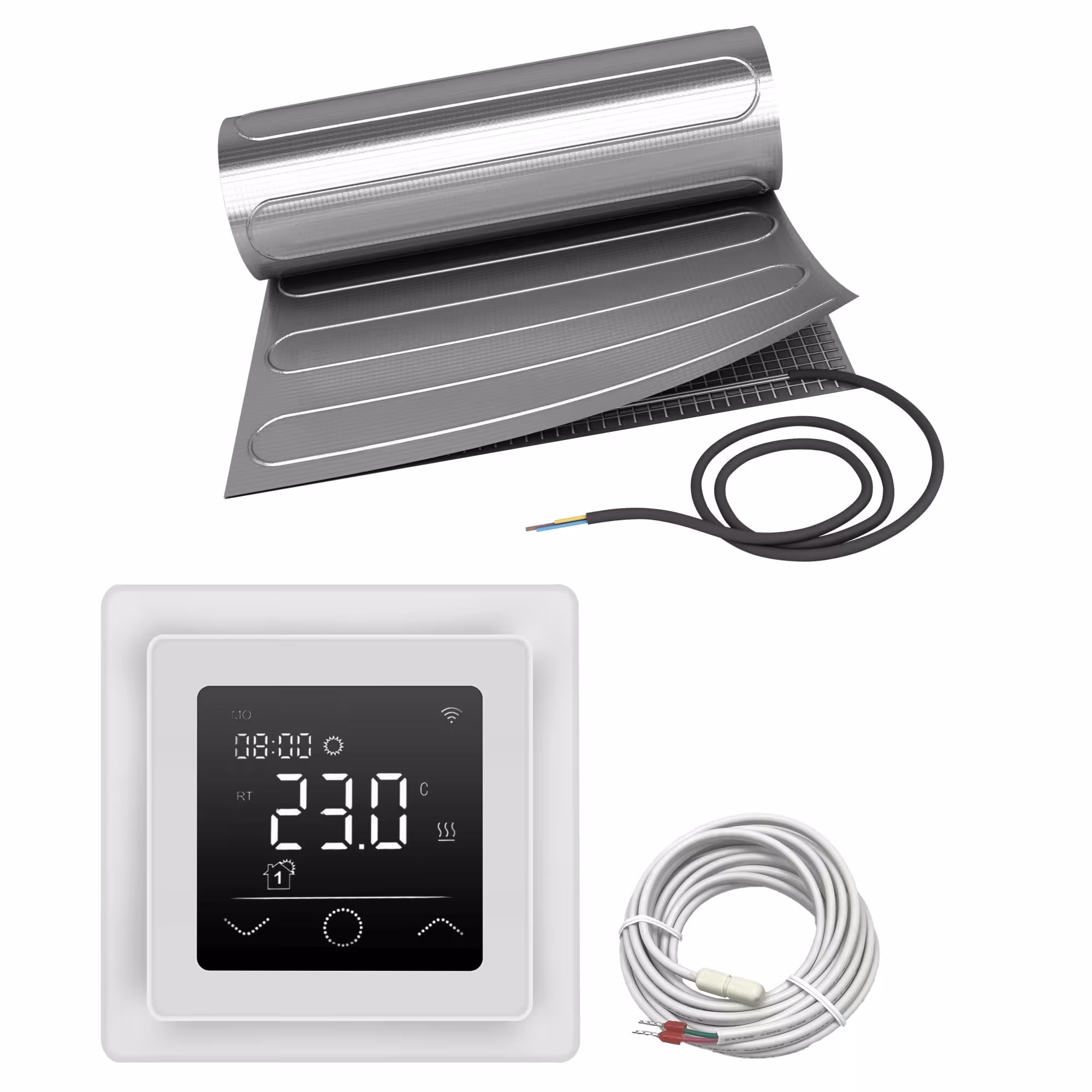 HoWaTech ALU Elektrische Laminat Fußbodenheizung | Set mit Heizmatte und WiFi Regler Touch aus der Kategorie Elektrische Fußbodenheizung
