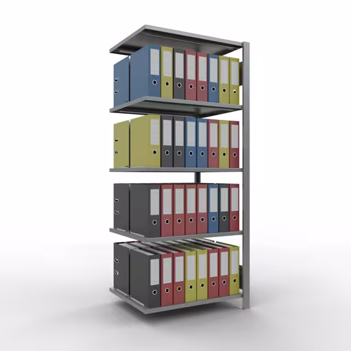 Abbildung Nr 8 des Artikels Anbauregal, Büro-Fachbodenregal Stecksystem MULTIplus150, 1800 x 750 x 600 mm (HxBxT), 5 Fachböden, Längenriegel, verzinkt, mit Mittelanschlag aus der Produktgruppe Büroregale von der Marke Schulte Lagertechnik