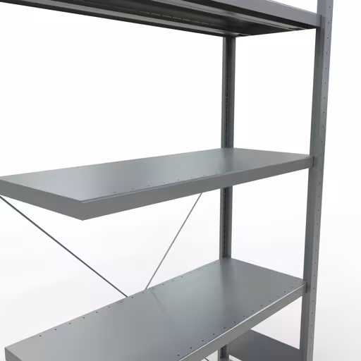 Anbauregal, Fachbodenregal Stecksystem MULTIplus250, 2000 x 1000 x 400 mm (HxBxT), 5 Fachböden, Kreuzstrebe, verzinkt von Schulte Lagertechnik mit der Artikelnr. 12945