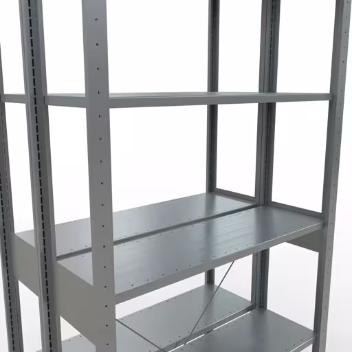 Abbildung Nr 13 des Artikels Grundregal, Doppelregal, Fachbodenregal Stecksystem MULTIplus150, 2500 x 1000 x (2x300) mm (HxBxT), 2x6 Fachböden, Kreuzstrebe, verzinkt aus der Produktgruppe Fachbodenregale von der Marke Schulte Lagertechnik