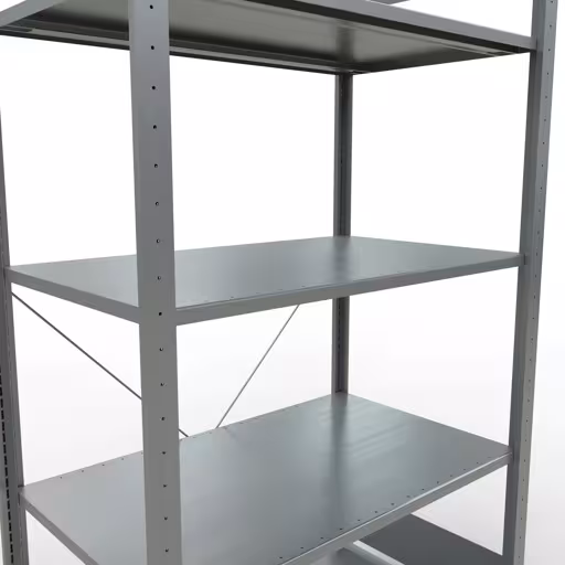Produktbild Nr.7 des Artikels Grundregal, Fachbodenregal Stecksystem MULTIplus150, 2000 x 1000 x 600 mm (HxBxT), 5 Fachböden, Kreuzstrebe, verzinkt - Expressline aus der Produktreihe Stecksystem von der Marke Schulte Lagertechnik