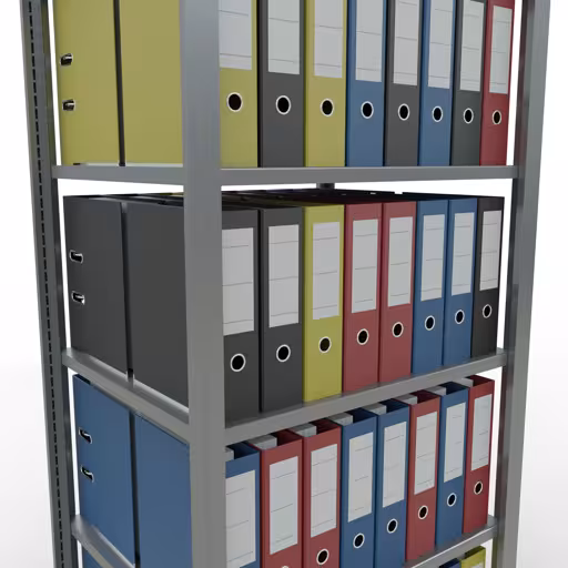 Zusatzbild des Artikels Grundregal, Büro-Fachbodenregal Stecksystem MULTIplus150, 2000 x 750 x 600 mm (HxBxT), 6 Fachböden, Längenriegel, verzinkt, ohne Mittelanschlag aus Stecksystem