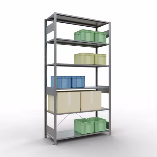 Zusatzbild des Artikels Stecksystem Grundregal 2500x1300x500 mm, Typ 150 kg, verzinkt Zusatzbild des Artikels Stecksystem Grundregal 2500x1300x500 mm, Typ 150 kg, verzinkt aus Grundregal