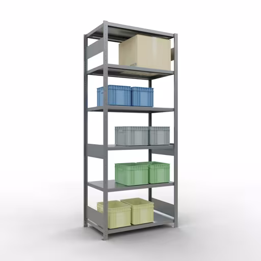 Abbildung Nr 11 des Artikels Grundregal, Fachbodenregal Stecksystem MULTIplus330, 2500 x 1000 x 600 mm (HxBxT), 6 Fachböden, Längenriegel, verzinkt aus der Produktgruppe Stecksystem von der Marke Schulte Lagertechnik