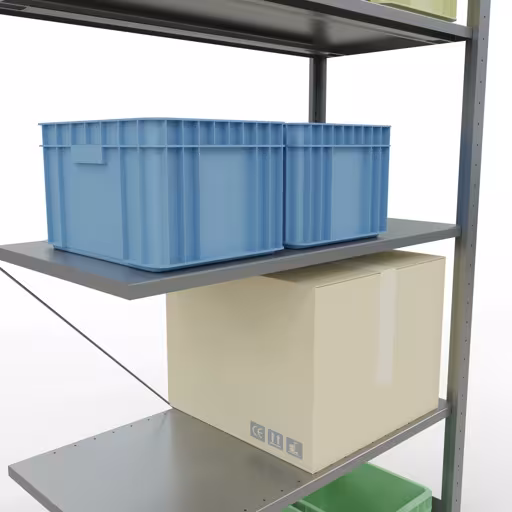 Zusatzbild des Artikels Anbauregal, Fachbodenregal Stecksystem MULTIplus150, 2000 x 1000 x 500 mm (HxBxT), 5 Fachböden, Kreuzstrebe, verzinkt aus Anbauregal