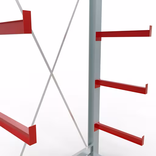 Abbildung Nr 8 des Artikels K 3000 Komplettregal, einseitig, 2500 x 1300 x 600 mm, RAL 7001 / RAL 3000, 5 Lagerebenen aus der Produktgruppe Kragarmregale von der Marke Schulte Lagertechnik