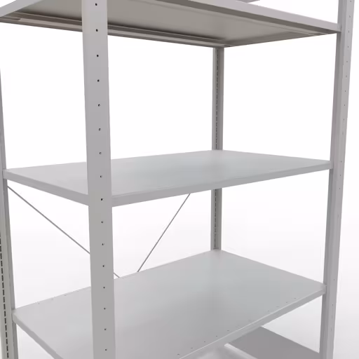 Grundregal, Fachbodenregal Stecksystem MULTIplus85, 2000 x 1000 x 600 mm (HxBxT), 5 Fachböden, Kreuzstrebe, RAL 7035 lichtgrau von Schulte Lagertechnik aus der Kategorie Stecksystem