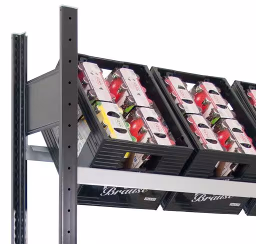 Abbildung Nr 11 des Artikels Anbauregal, Getränkekistenregal 1800 x 1.300 x 300 mm (HxBxT), schwarz/silber, 3 Ebenen für 12 Getränkekisten aus der Produktgruppe Fachbodenregale von der Marke Schulte Lagertechnik