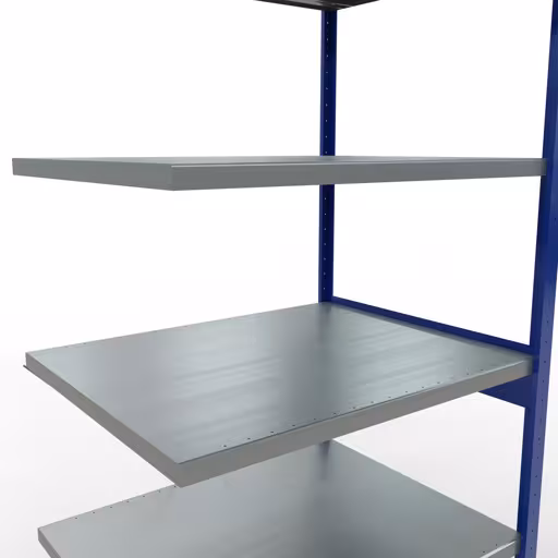 Produktbild Nr.11 des Artikels Anbauregal, Fachbodenregal Stecksystem MULTIplus250, 2500 x 1000 x 800 mm (HxBxT), 6 Fachböden, Kreuzstrebe, RAL 5010 enzianblau/verzinkt aus der Produktreihe Stecksystem von der Marke Schulte Lagertechnik