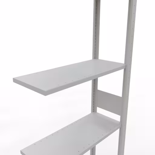 Anbauregal, Fachbodenregal Stecksystem MULTIplus150, 3000 x 750 x 300 mm (HxBxT), 7 Fachböden, Längenriegel, RAL 7035 lichtgrau von Schulte Lagertechnik mit der Artikelnr. 32637-75-LR