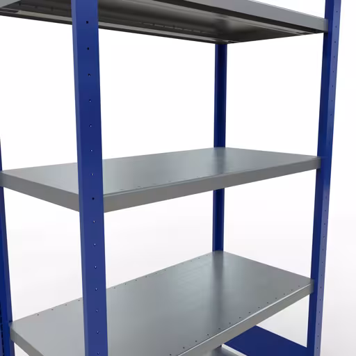 Grundregal, Fachbodenregal Stecksystem MULTIplus250, 2000 x 1000 x 500 mm (HxBxT), 5 Fachböden, Längenriegel, RAL 5010 enzianblau/verzinkt von Schulte Lagertechnik mit der Artikelnr. 12950-LR-B