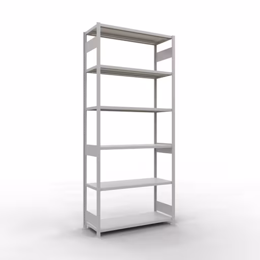 Grundregal, Fachbodenregal Stecksystem MULTIplus250, 3000 x 1300 x 500 mm (HxBxT), 7 Fachböden, Längenriegel, RAL 7035 lichtgrau aus der Kategorie Grundregal mit der Artikelnummer 32852-130-LR