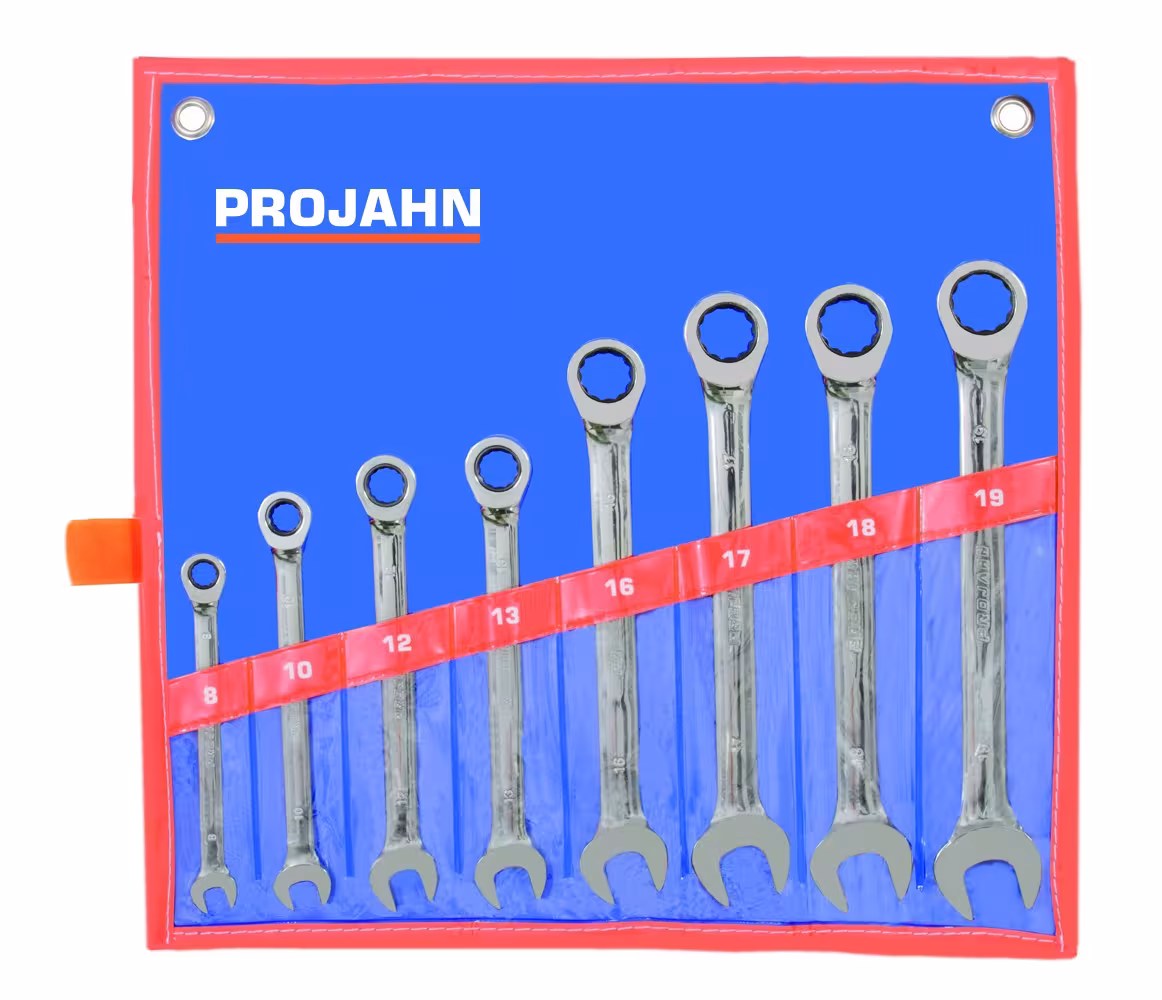 GearTech Schlüssel Satz Rolltasche 8tlg 8 - 10 - 12 - 13 - 16 - 17 - 18 - 19 mm von PROJAHN mit der Artikelnr. 3499