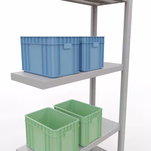 Abbildung Nr 15 des Artikels Anbauregal, Fachbodenregal Stecksystem MULTIplus250, 2000 x 750 x 300 mm (HxBxT), 5 Fachböden, Längenriegel, RAL 7035 lichtgrau aus der Produktgruppe Stecksystem von der Marke Schulte Lagertechnik