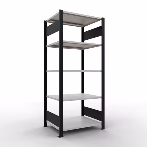 Abbildung Nr 11 des Artikels Grundregal, Büro-Fachbodenregal Stecksystem MULTIplus150, 1800 x 750 x 600 mm (HxBxT), 5 Fachböden, Längenriegel, ohne Mittelanschlag, schwarz/lichtgrau aus der Produktgruppe Büroregale von der Marke Schulte Lagertechnik