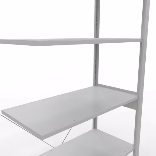 Abbildung Nr 13 des Artikels Anbauregal, Fachbodenregal Stecksystem MULTIplus85, 2500 x 1000 x 500 mm (HxBxT), 6 Fachböden, Kreuzstrebe, RAL 7035 lichtgrau aus der Produktgruppe Stecksystem von der Marke Schulte Lagertechnik