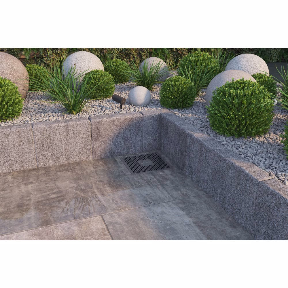 Ohne Text 3963835 MERT Ablaufaufsatz 20x20cm Bodenablauf Design "KARE" komplett aus Edelstahl + PP