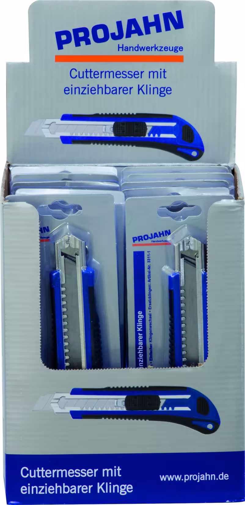 Cuttermesser Typ Variante: Display mit 12x Cuttermesser mit 18mm einziehbarer Klinge aus der Kategorie Schneiden, Reinigen, Schaben mit der Artikelnr. 331112