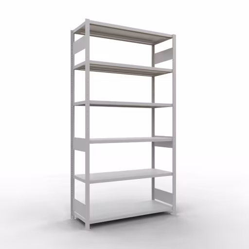 Abbildung Nr 15 des Artikels Grundregal, Fachbodenregal Stecksystem MULTIplus250, 2500 x 1300 x 500 mm (HxBxT), 6 Fachböden, Längenriegel, RAL 7035 lichtgrau aus der Produktgruppe Stecksystem von der Marke Schulte Lagertechnik