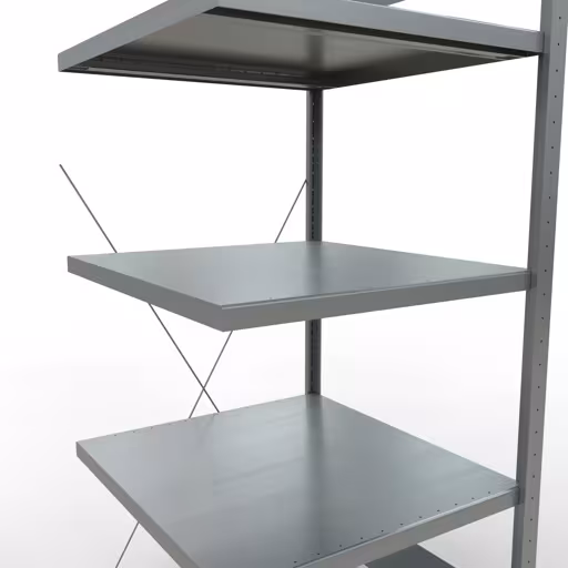 Produktbild Nr 14 des Artikels Anbauregal, Fachbodenregal Stecksystem MULTIplus250, 2000 x 750 x 800 mm (HxBxT), 5 Fachböden, Kreuzstrebe, verzinkt Abbildung Nr 14 des Artikels Anbauregal, Fachbodenregal Stecksystem MULTIplus250, 2000 x 750 x 800 mm (HxBxT), 5 Fachböden, Kreuzstrebe, verzinkt aus der Produktgruppe Stecksystem von der Marke Schulte Lagertechnik