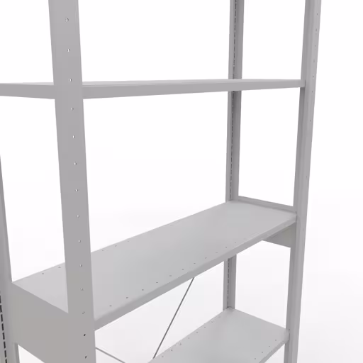 Abbildung Nr 11 des Artikels Grundregal, Fachbodenregal Stecksystem MULTIplus85, 2500 x 1000 x 300 mm (HxBxT), 6 Fachböden, Kreuzstrebe, RAL 7035 lichtgrau aus der Produktgruppe Stecksystem von der Marke Schulte Lagertechnik