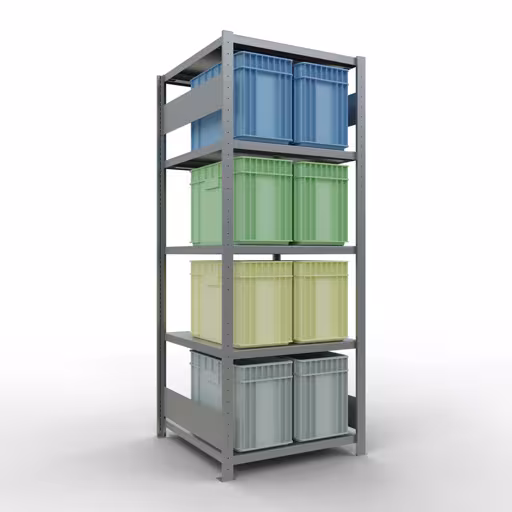 Abbildung Nr 15 des Artikels Grundregal, Fachbodenregal Stecksystem MULTIplus250, 2000 x 750 x 800 mm (HxBxT), 5 Fachböden, Längenriegel, verzinkt aus der Produktgruppe Stecksystem von der Marke Schulte Lagertechnik