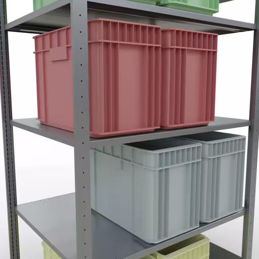 Grundregal, Fachbodenregal Stecksystem MULTIplus150, 2000 x 1000 x 800 mm (HxBxT), 5 Fachböden, Längenriegel, verzinkt von Schulte Lagertechnik mit der Artikelnr. 12780-LR