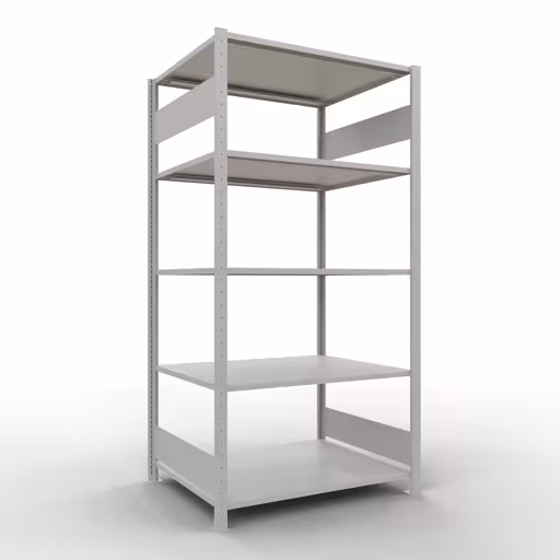 Grundregal, Fachbodenregal Stecksystem MULTIplus150, 2000 x 1000 x 800 mm (HxBxT), 5 Fachböden, Längenriegel, RAL 7035 lichtgrau aus der Kategorie Grundregal mit der Artikelnummer 32680-LR