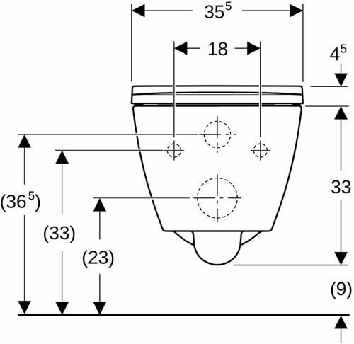 Geberit Smyle Set Wand-WC eckig, mit WC-Sitz Tiefspüler, Rimfree, geschlossene Form, weiß