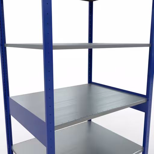 Grundregal, Fachbodenregal Stecksystem MULTIplus150, 2500 x 1000 x 800 mm (HxBxT), 6 Fachböden, Längenriegel, RAL 5010 enzianblau/verzinkt mit der GTIN 4004514281388 Grundregal, Fachbodenregal Stecksystem MULTIplus150, 2500 x 1000 x 800 mm (HxBxT), 6 Fachböden, Längenriegel, RAL 5010 enzianblau/verzinkt von Schulte Lagertechnik mit der Artikelnr. 12781-LR-B