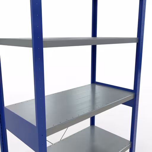 Produktbild Nr.13 des Artikels Grundregal, Fachbodenregal Stecksystem MULTIplus250, 2500 x 1000 x 500 mm (HxBxT), 6 Fachböden, Kreuzstrebe, RAL 5010 enzianblau/verzinkt aus der Produktreihe Stecksystem von der Marke Schulte Lagertechnik