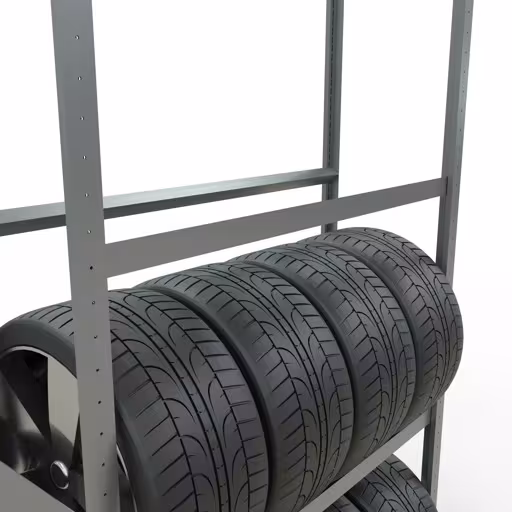 Abbildung Nr 14 des Artikels Grundregal, Räder-/Reifenregal, 2750 x 1200 x 400 mm (HxBxT), verzinkt, 4 Lagerebenen á 150 kg Fachlast pro Ebene aus der Produktgruppe Fachbodenregale von der Marke Schulte Lagertechnik
