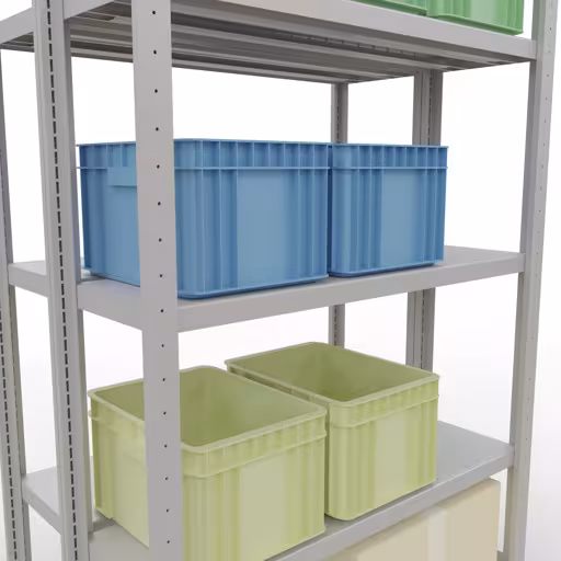 Grundregal, Doppelregal, Fachbodenregal Stecksystem MULTIplus250, 2000 x 1000 x (2x300) mm (HxBxT), 2x5 Fachböden, Längenriegel, RAL 7035 lichtgrau von der Marke Schulte Lagertechnik aus der Produktreihe Fachbodenregale