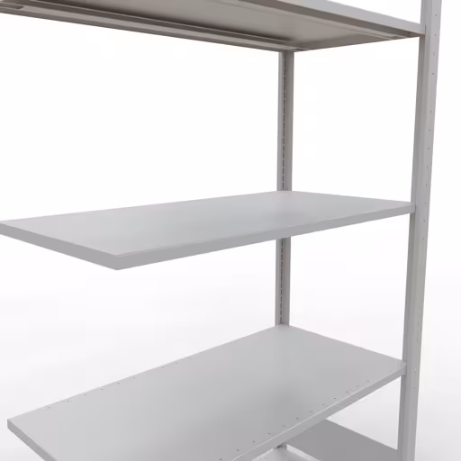 Abbildung Nr 10 des Artikels Anbauregal, Fachbodenregal Stecksystem MULTIplus85, 2000 x 1000 x 500 mm (HxBxT), 5 Fachböden, Längenriegel, RAL 7035 lichtgrau aus der Produktgruppe Stecksystem von der Marke Schulte Lagertechnik