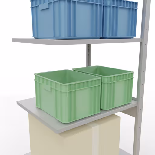 Anbauregal, Fachbodenregal Stecksystem MULTIplus150, 2500 x 750 x 600 mm (HxBxT), 6 Fachböden, Längenriegel, RAL 7035 lichtgrau von Schulte Lagertechnik aus der Kategorie Stecksystem