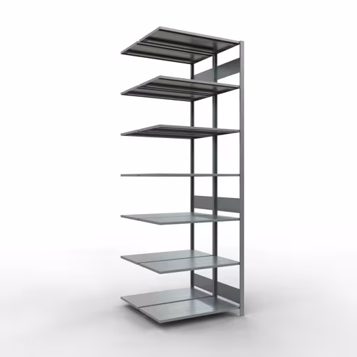 Anbauregal, Doppelregal, Fachbodenregal Stecksystem MULTIplus150, 3000 x 1000 x (2x500) mm (HxBxT), 2x7 Fachböden, Längenriegel, verzinkt aus der Kategorie Doppelregale mit der Artikelnummer 17857