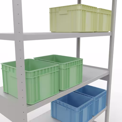 Abbildung Nr 13 des Artikels Grundregal, Fachbodenregal Stecksystem MULTIplus250, 2500 x 1300 x 500 mm (HxBxT), 6 Fachböden, Längenriegel, RAL 7035 lichtgrau aus der Produktgruppe Stecksystem von der Marke Schulte Lagertechnik