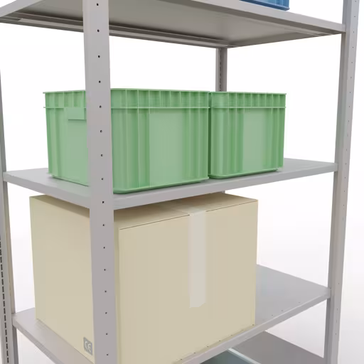 Grundregal, Fachbodenregal Stecksystem MULTIplus150, 2000 x 1000 x 600 mm (HxBxT), 5 Fachböden, Längenriegel, RAL 7035 lichtgrau von Schulte Lagertechnik mit der Artikelnr. 32660-LR