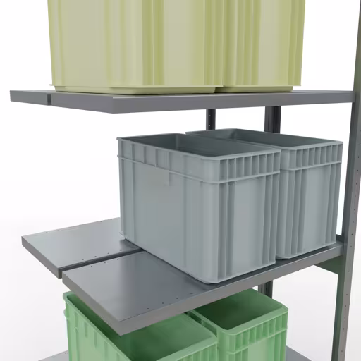 Anbauregal, Doppelregal, Fachbodenregal Stecksystem MULTIplus250, 3000 x 1000 x (2x400) mm (HxBxT), 2x7 Fachböden, Längenriegel, verzinkt von der Marke Schulte Lagertechnik aus der Produktreihe Fachbodenregale