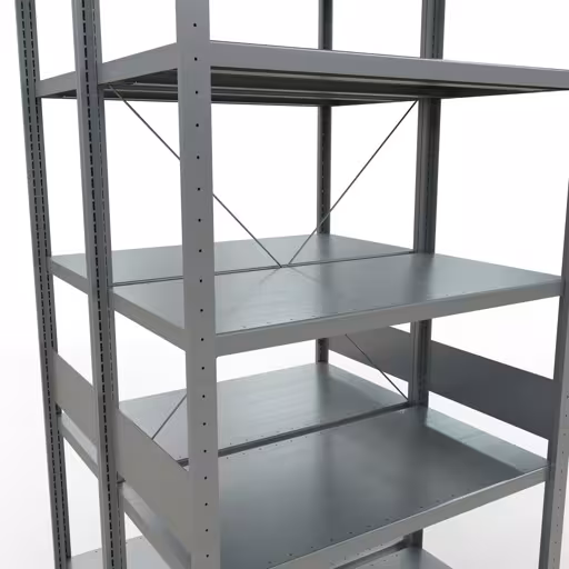 Grundregal, Doppelregal, Fachbodenregal Stecksystem MULTIplus250, 3000 x 1000 x (2x500) mm (HxBxT), 2x7 Fachböden, Kreuzstrebe, verzinkt von Schulte Lagertechnik aus der Kategorie Fachbodenregale