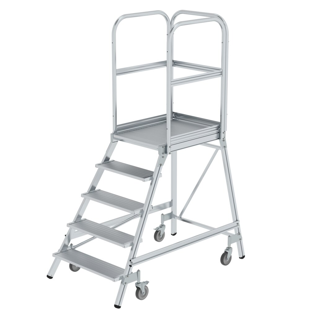 Munk Podesttreppe einseitig begehbar mit Federrollen Aluminium geriffelt aus der Kategorie Podesttreppen mit der Artikelnr. 050105