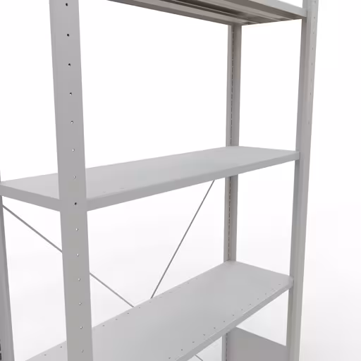 Abbildung Nr 14 des Artikels Grundregal, Fachbodenregal Stecksystem MULTIplus150, 2000 x 1000 x 300 mm (HxBxT), 5 Fachböden, Kreuzstrebe, RAL 7035 lichtgrau aus der Produktgruppe Stecksystem von der Marke Schulte Lagertechnik