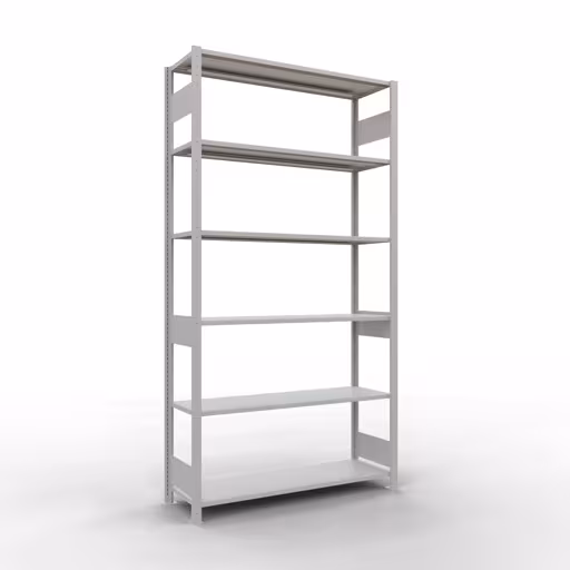 Grundregal, Fachbodenregal Stecksystem MULTIplus150, 2500 x 1300 x 400 mm (HxBxT), 6 Fachböden, Längenriegel, RAL 7035 lichtgrau aus der Kategorie Grundregal mit der Artikelnummer 32641-130-LR