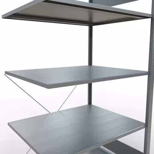 Produktbild Nr 11 des Artikels Anbauregal, Fachbodenregal Stecksystem MULTIplus150, 2000 x 1000 x 800 mm (HxBxT), 5 Fachböden, Kreuzstrebe, verzinkt Abbildung Nr 11 des Artikels Anbauregal, Fachbodenregal Stecksystem MULTIplus150, 2000 x 1000 x 800 mm (HxBxT), 5 Fachböden, Kreuzstrebe, verzinkt aus der Produktgruppe Stecksystem von der Marke Schulte Lagertechnik